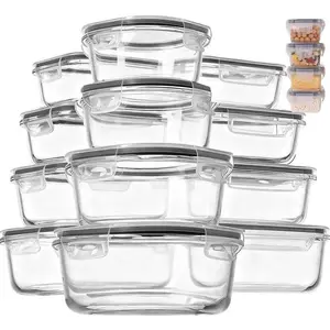 Value Pack 12-Piece Glass Meal Prep Containers with black Lids, Leakproof Airtight BPA-Free Bento Boxes, Microwave Safe for Home & Family Use, Reusable Kitchen Must-Have for Easter & Mother’s Day Gifting