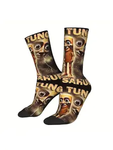 1pc Tung Tung Tung Sahur Italian Brainrot Men's Novelty Socks Casual Daily Socks Crew Sock Pattern Prints