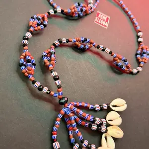 Afimaye Eleke Necklace Beads Work with Colorful Beads and Shell Charms for Stylish Accessory