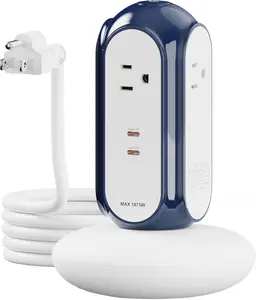 MiaoLab Tower  Power Strip with 2 USB-C Ports 30W 4 AC Outlets 1420J Surge Protector 6.6FT Extension Cord 1875W 15A Charging Station for Home Office