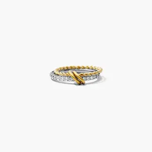 Anxi Ring Tied Up – Elevated Fidget Ring & Anxiety Ring, Two-Tone Gold & Silver Stainless Steel