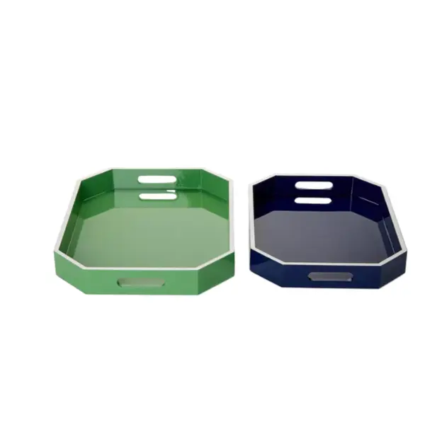 Elongated Rectangular  Lacquer Tray With Handles