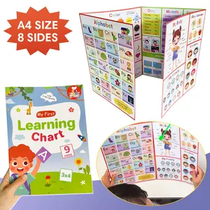 Lachilly My First Learning Flipchart - A4 Size Eight-Sided English Alphabet, Number, Fruit, Vegetable Flash Card with Interactive Activities, Vocabulary Flashcards, Pre-K Education Toys, Early Education Aids
