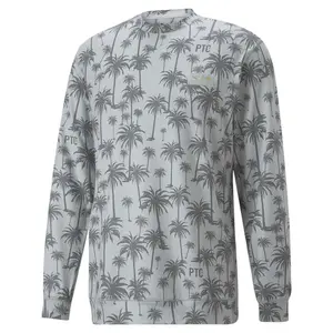 PUMA Mens X Palm Tree Crew Lightweight Crew Neck Sweatshirt Casual - Grey