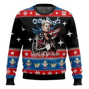 Cody Rhodes WWE Christmas Ugly Sweater Retro Trendy Ugly Sweater, Sweater Lover Gift For Dad Gift For Mom Outfit For Family Holiday