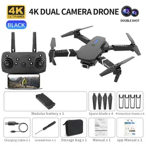 E88pro Drone with Camera for Adults Kids, 1080P HD Foldable Mini Drones for Boys Girls, Remote Control Helicopter Toys Gifts with Auto-hovering, One Key Start, 3 Speeds, 2 Batteries, Carry Case Accessories Charging