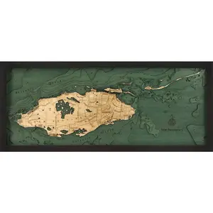 Nassau, Bahamas Wood Carved Topographic Depth Chart / Map