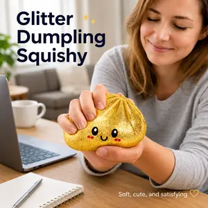 Upgraded Glitter Tangyuan & Dumpling Squishy Toy with Steamer, Soft Sensory Squishies, Cute Desk Decor for Stress Relief & Touch Training pure color