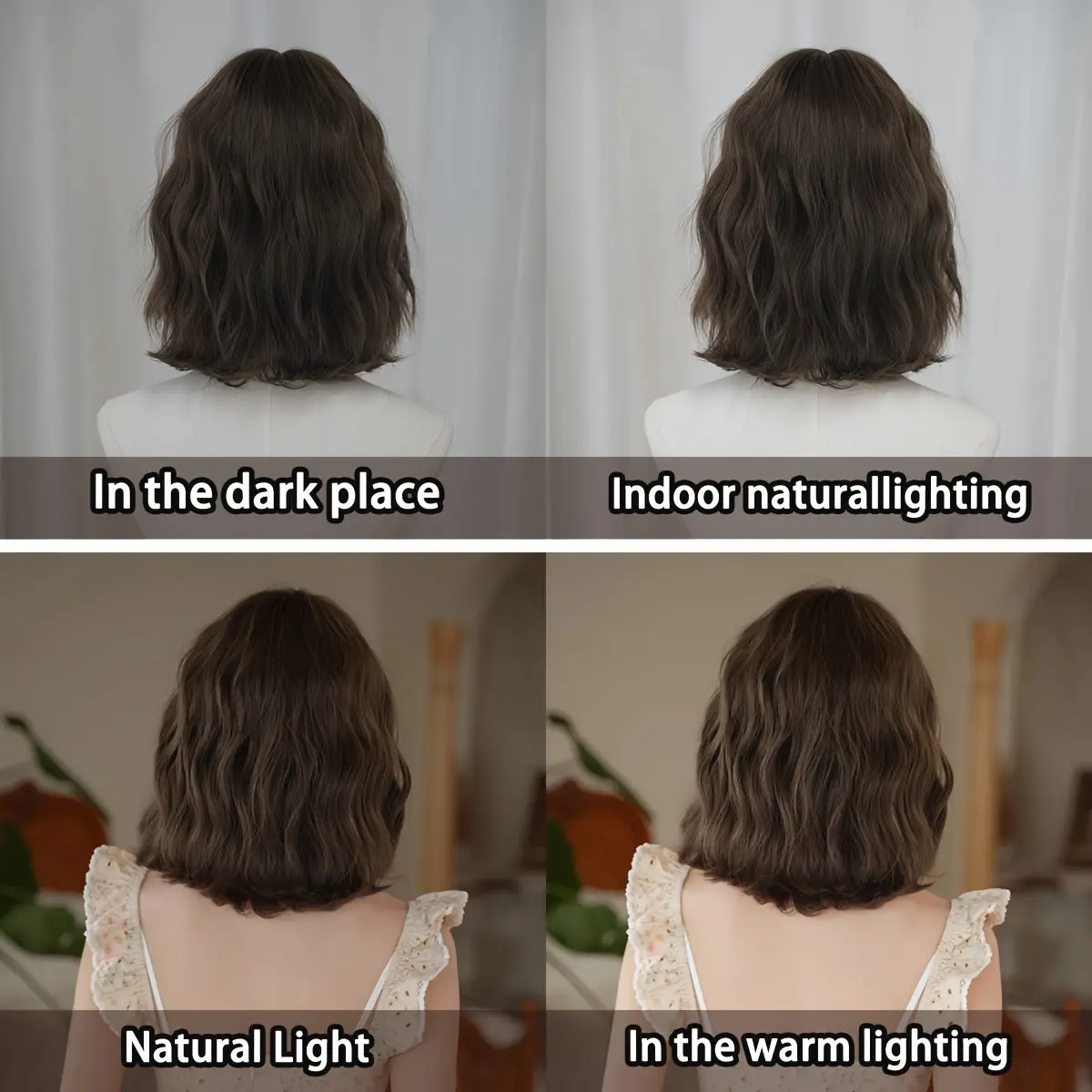 WIGS Short Water Wave Bob Wig