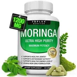Moringa Capsules 1000mg+200 1200mg - Pure Moringa Immune and Gut Health Powder 90 capsules, Indian luxury Moringa, female probiotics, male vitamins Healthcare Dietary Edible Supplement Fitness Bathroom