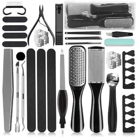 36-in-1 Stainless Steel & Plastic Manicure & Pedicure Tools Set - Lightweight Pedicure Tool, Nail Care, Callus Remover, Foot Rasp Dead Skin Remover, Cuticle Kit, Portable Self Care Kit Bundle for At-Home Use, Gifting to Sisters techvibes