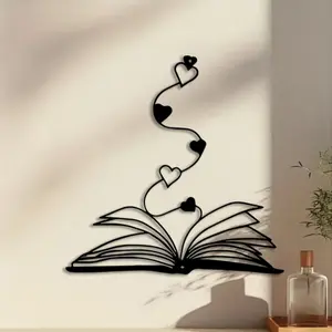 1pc Romantic Book and Floral Arch Metal Wall Art, Librariancore Wall Art & Statue Mural, Perfect for Living Room, Office, Patio Decor, Wall Art Decoration, New Year, Anniversary, Housewarming Decor, Ideal Gift for Book Lovers