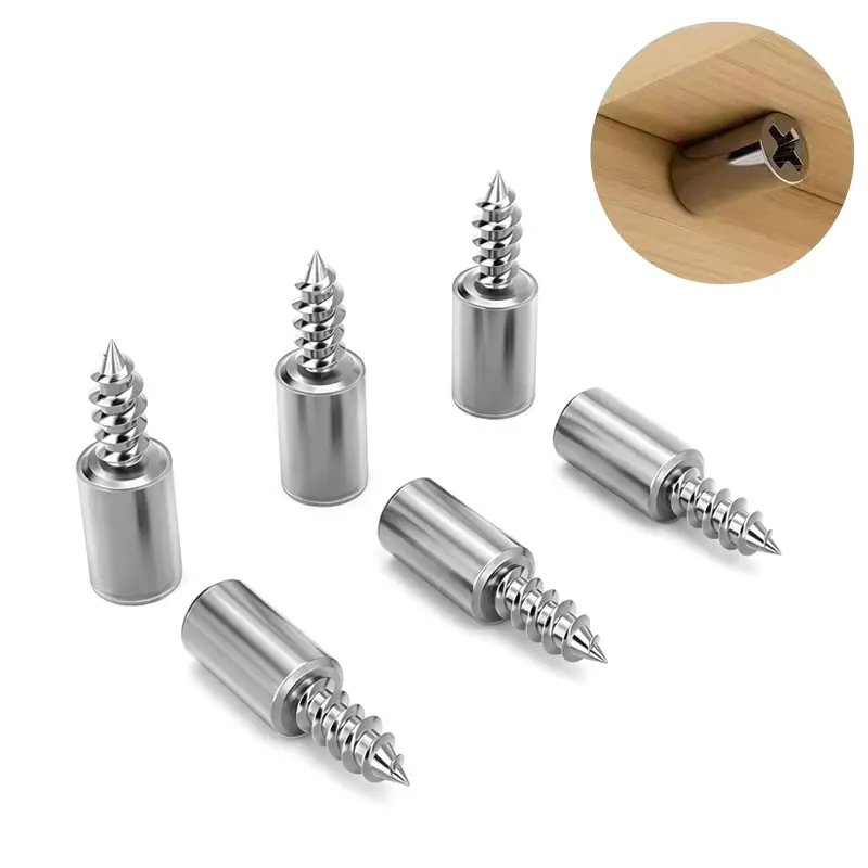 【SummerWins】20 Count Self-Tapping Screw Shelf Support Pegs, Integrated Stainless Steel Cabinet Shelf Bracket, Non Slip Furniture Layer Board Support Stud for Wardrobe, Bookcase & Cupboard