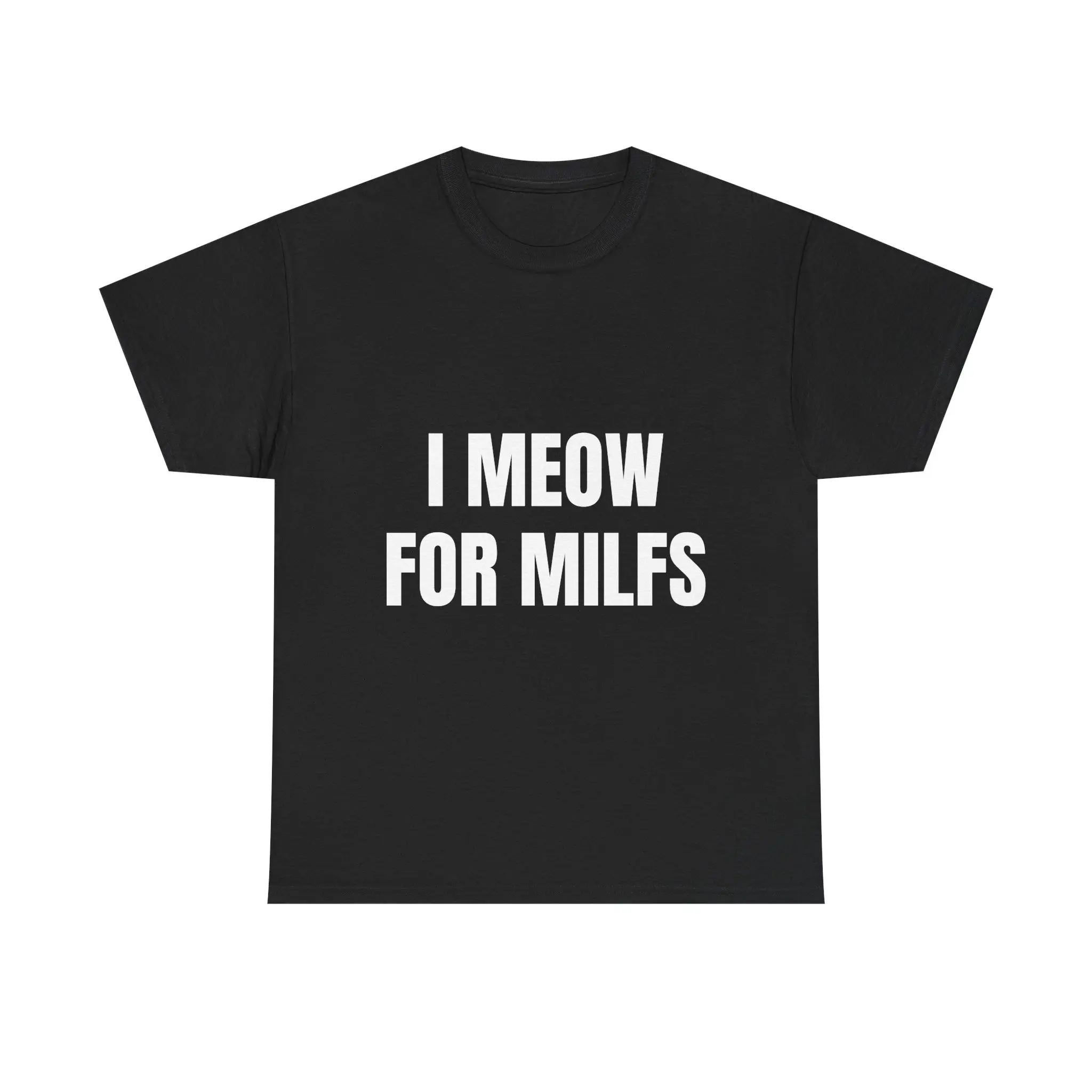Men's Cotton Round Neck Short-Sleeve M*LFS I Meow Graphic T-Shirt - Funny Loose-Fit Menswear Tops, Breathable Casual Streetwear Viral Meme Tee, Machine Washable, All-Season Wear, Graphic Tee