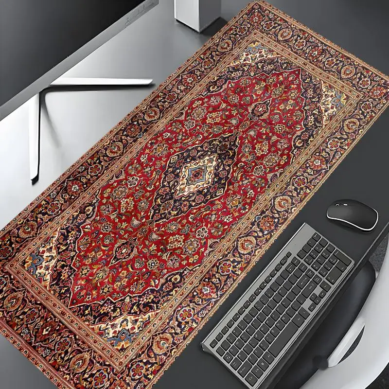 Vintage Persian Rug Pattern Mouse Pad, Rectangle Gaming Mouse Pad, Gaming Desk Accessory, Non-slip Rubber Pad, Decorative Mouse Mat for Home Office