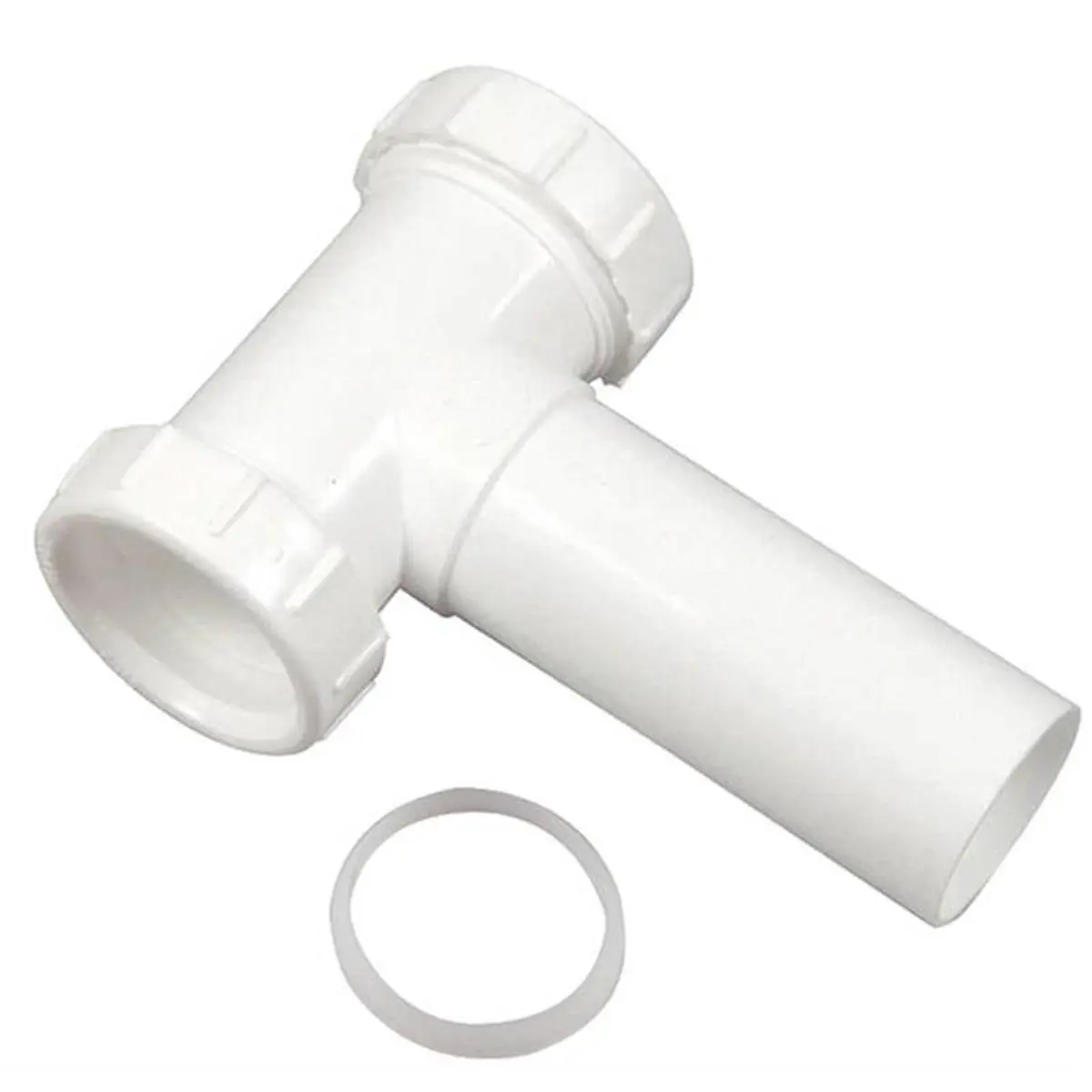 Danco Slip Joint Center Outlet Tee with 2 Nuts and Washers - 1.5 in. Plastic Water Pipe Fitting for Slip Joint Tubes, Center Outlet With Two Nuts And Washers