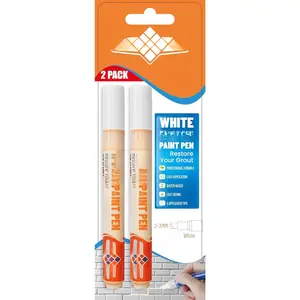 Grout Pen 2 Pack - White - Tile Grout  & Repair Pens for Bathroom & Kitchen,  Grout  Up Markers, Restore & Recolor Grout Lines (2 Pack)