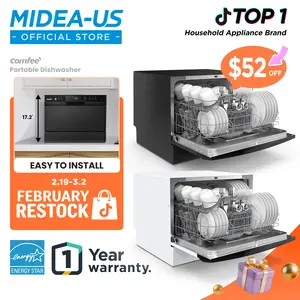 COMFEE’ Portable Mini Dishwasher, Energy Star, Countertop, 6 Place Settings, 8 Washing Programs, Speed, Baby-Care, ECO& Glass, Durable Multifunction for Dorm, RV& Apartment, White, Jumpstart, Gift