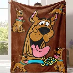 Cartoon Mystery Dog Plush Throw Blanket, Soft Warm Cozy Blanket for Sofa Bed Office Camping Outdoor Travel, Home Decor Halloween Christmas Gift for Kids Fans and Adults outdoorfun