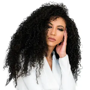 Kinky Curly Half Wig Human Hair Glueless Human Hair Wig 200 Density 3 In 1 Seamless Flip Over Half Wigs Human Hair Drawstring Headband Wig for Women 18 Inch