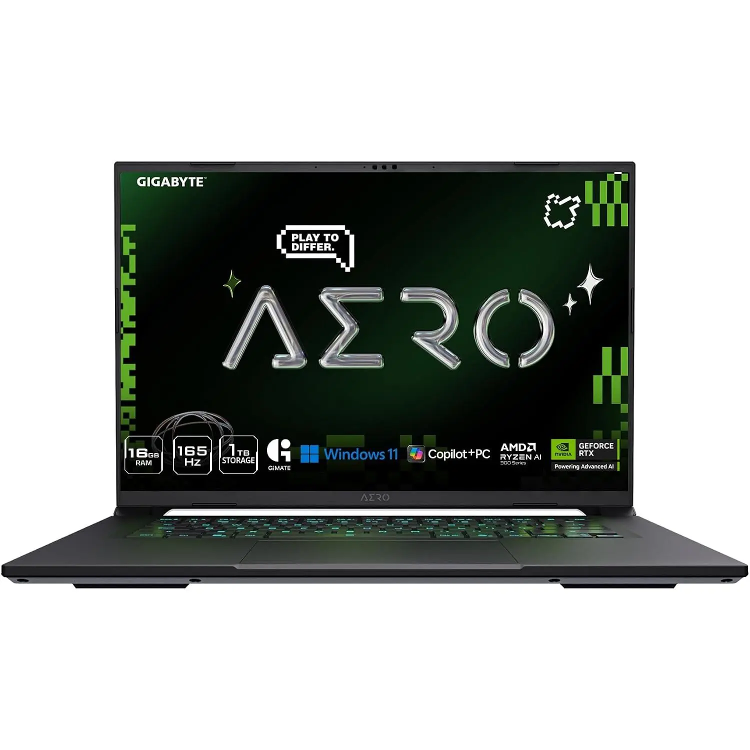 AERO X16; Copilot+ PC - 165Hz 2560x1600 WQXGA - NVIDIA GeForce RTX 5060 - AMD Ryzen AI 7 350-1TB SSD with 16GB DDR5 RAM - Windows 11 Home - Space Gray