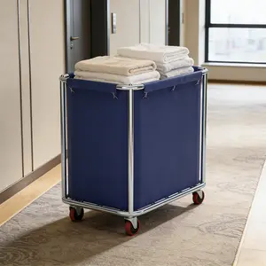 laundry Commercial/home  cart with quiet wheels, thickened stainless steel frame, removable fabric bag; lightweight and easy to maneuver; suitable for hotels, guesthouses, guest rooms, clubs, hospitals, janitorial services, and household chores.