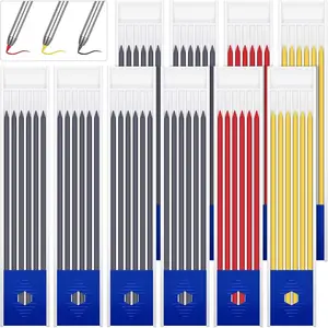 60 count 2.8mm Lead Refill Carpenter Construction Pencils Marker Lead Refills Dry Mechanical Woodworking Pencil Tools for Writing Drawing Drafting (Black,Red,Yellow)