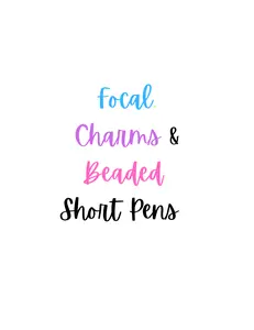 All Rhinestone Refillable Ball Point Pen with a short bar with beads focal and charms