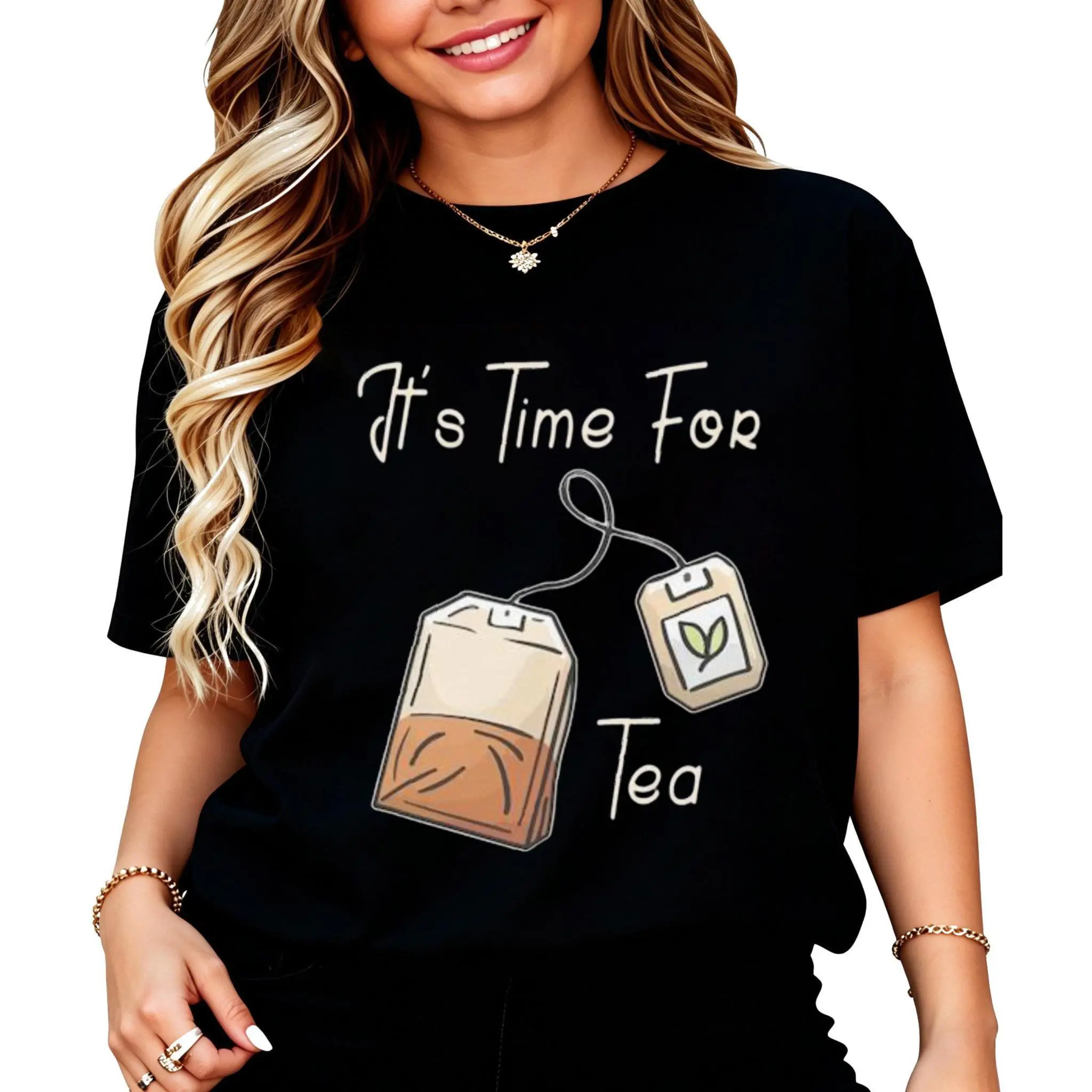 100% Cotton It's Time For Tea T-Shirt Women Men Unisex Clothing Streetwear