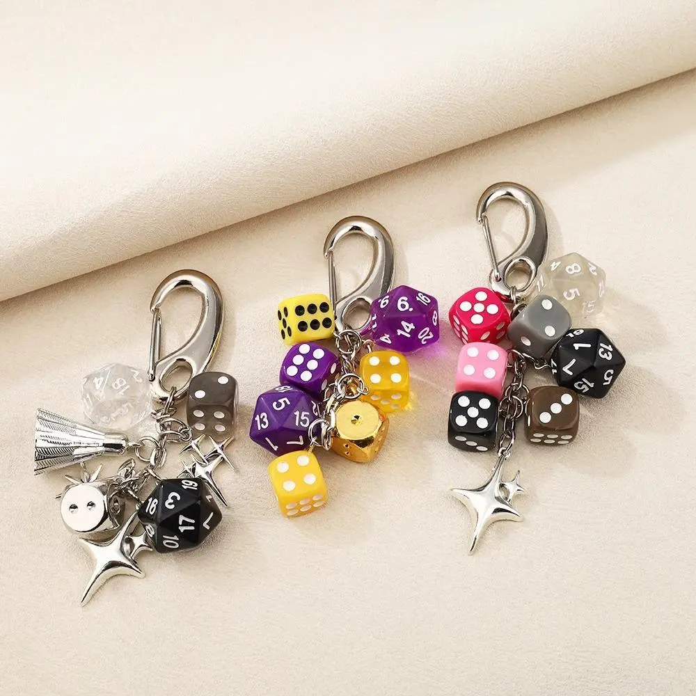 Toy pendant / Toy charm Punk Hip-Hop Style: No. 8 Black Billiard Ball Keychain, Pink Lucky Dice, and Starburst Pendant – Bag Charm / Decorative Accessory