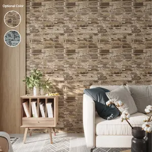 VEELIKE Faux Brick Wallpaper, 3D Textured Peel and Stick Wall Paper, Self Adhesive Waterproof Brown Contact Paper for Wall Kitchen Backsplash Room Decor Vinyl