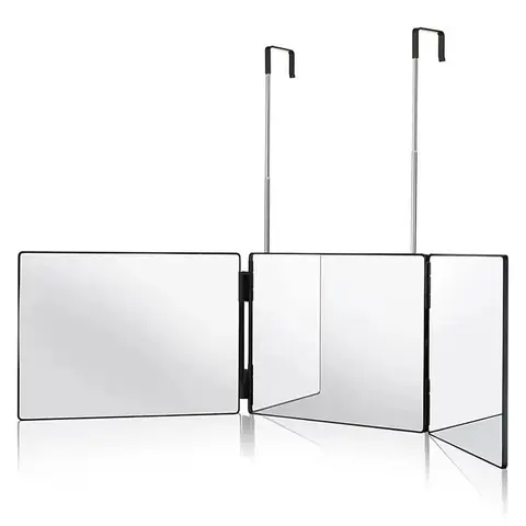 360-Degree Adjustable Door Mirror, 1 Count Portable 3-Way Shaving Mirror, Three Sided Mirror, Hairdressing Mirror, Haircut Mirror, Professional Hair Styling Tool for Men & Women, Trifold Mirror, Barber Mirror