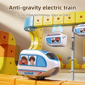 83pcs electric train set, interlocking track system, electric circular railway, 3-5 year old STEM education building track, anti derailment design building toys, 3D Layout and electric train, Halloween, Christmas, Thanksgiving gifts, Building Kit