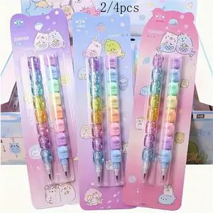 2/4pcs Building Block Pencils, Detachable Creative Pencils, No Sharpening Needed, Multifunctional Bullet Tip Pencils, Home Pencil Set