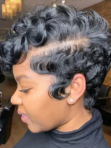 Pixie Cut Curly Wave Human Hair Wig for Women 13x4 Transparent Lace Frontal Human Hair Wig 150% Density Curly Bob Wigs