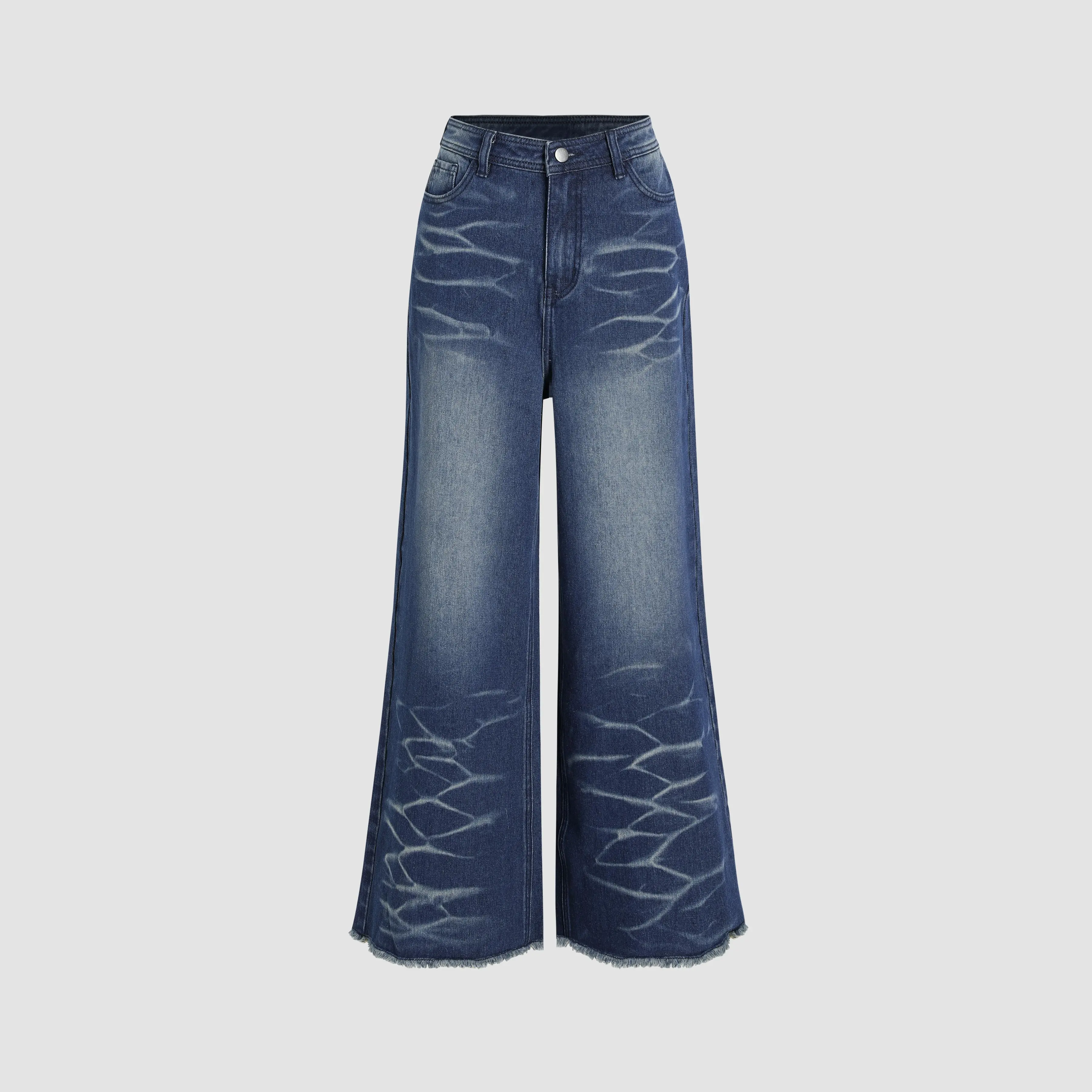 Cider [size 2-10] Denim Mid Rise Washed Raw Hem Wide Leg Jeans SummerFinds