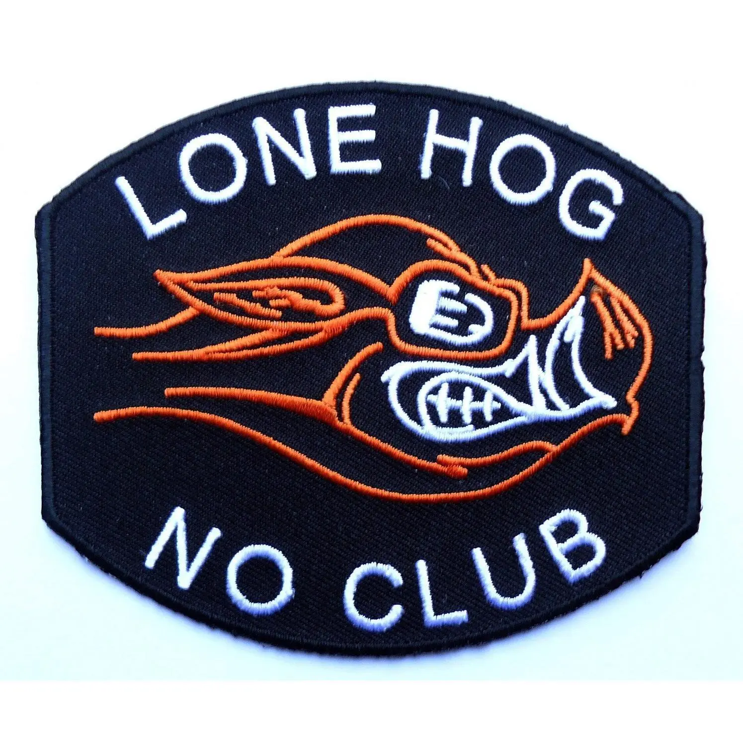 Lone Hog No Club Biker Embroidered [4 Inch] Patch