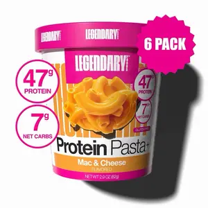 Legendary Foods Protein Plus Mac & Cheese (6-Pack) - 47g Protein, 7g Net Carbs, Gluten-Free, Keto Friendly