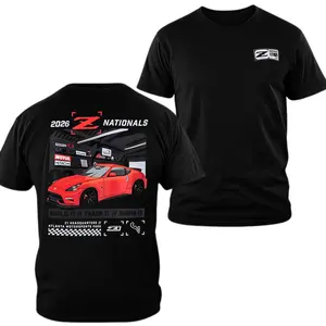 Z Nationals T-shirt, 2 Sides Print Red Sports Car Event Graphic Tee, Soft Cotton Blend Unisex T-shirt, Street Wear Graphic Tee, Summer Outfits Gift for Men Racing Fans