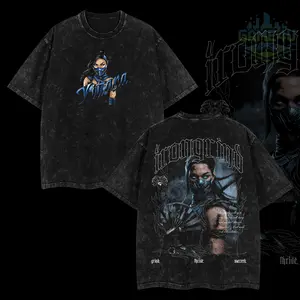 GameLife4U Retro Mortal Kombat Kitana T-Shirt 100% Premium Cotton Oversized Washed Classic Fit Menswear Top Casual Graphic Soft Apparel Clothes