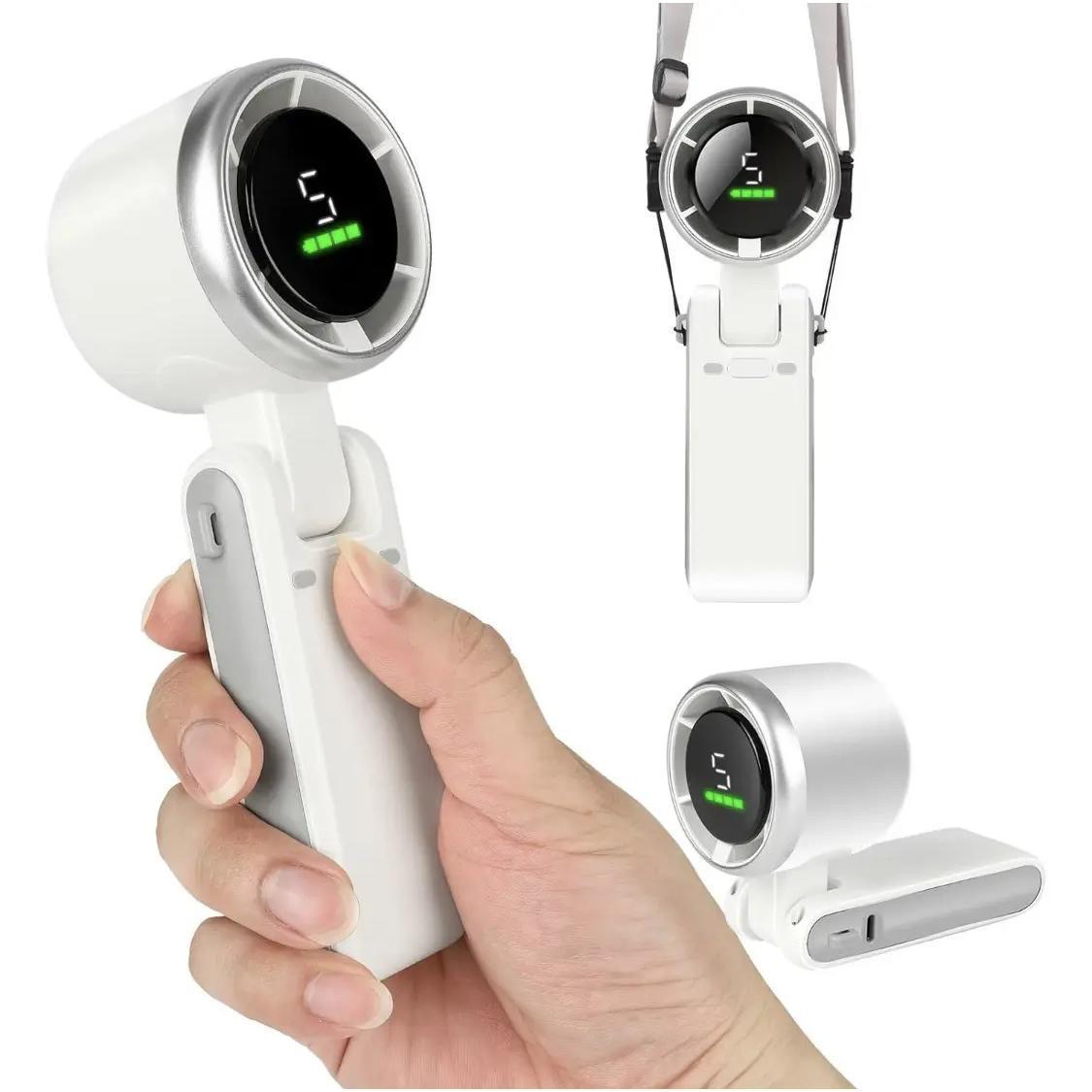 Portable Handheld Turbo Fan, 5 Gear Wind,4000mAh Battery Operated, Up to 10 Working Hours, 3 IN 1 Hand Fan Rechargeable with Air Turbo Tech Cooling Fan for Outdoor Activities, Travel, Working, Summer Selected Products