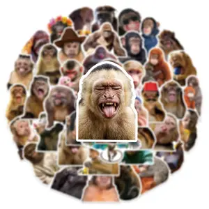 50pcs Realistic and Funny Monkey Cute Animal Cartoon Doodle Stickers, Office Supplies and Notebook Accessories, Used To Decorate Journals, Scrapbooks, Computers, Water Bottles, Cars, Etc.