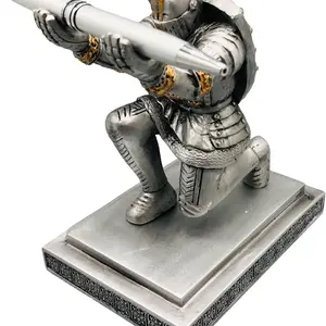 Executive Knight Pen Holder with Pen, Personalized Desk Decor, Cool Iron Pen Stand for Home Office Accessories