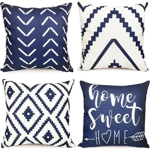 4 Pieces of Linen Pillowcases -18x18in (without Pillow Core), Used for Living Room, Bedroom, Sofa Cushion Covers