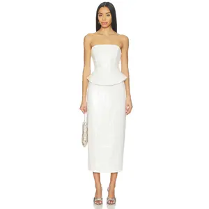 Lovers and Friends Alexia Sequin Midi Dress in White Sequin