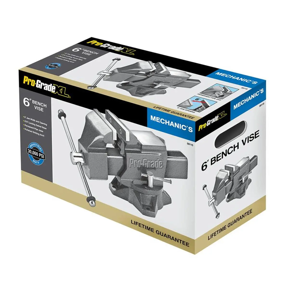 6 in. Heavy-Duty Swivel Bench Vise - Industrial Grade Clamp for Tools, Hardware Applications, Houseware Supplies