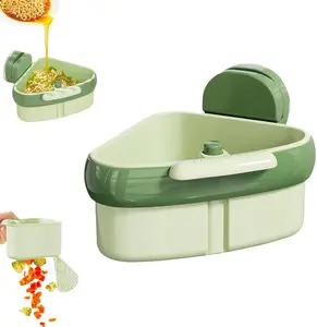 New Suction Cup Sink Strainer | Corner Sink Strainer | Sinks Trash Food Waste Catcher | Triangle Storage Rack with Drain Hole | Press Automatic Dumping Sinks Drainer Basket for Kitchen