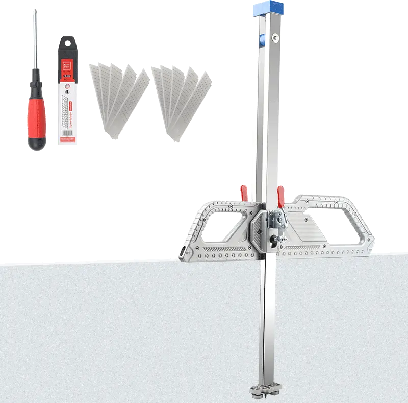 Drywall Cutting Tool, Foldable Aluminum Alloy Drywall Cutter Tool for Wall, Gypsum Board Decoration, Hand Push Dual Positioning Gypsum Board Cutter with 29 Wheels and 10pcs Replacement Blade