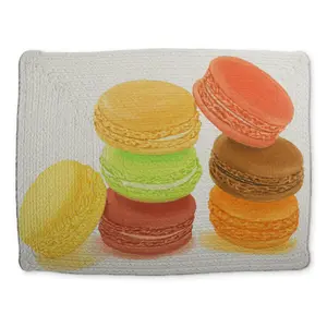 360 stand CBPM14186Z0RAI 14x18 in. Gourmet Braided Polyester Placemat - Macaroons Decor, Stylish Kitchenware, Indoor Tableware