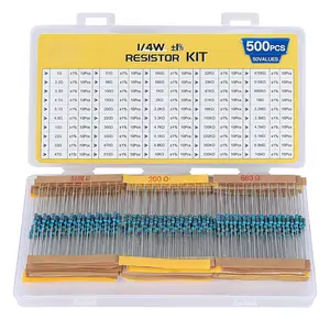 Resistor Assortment Kit - 500 count, 50 Values, 1/4W, 1 to 10M, 1% Metal Film Resistors Resistor Assortment Kit - 500 count, 50 Values, 1/4W, 1 to 10M, 1% Metal Film Resistors